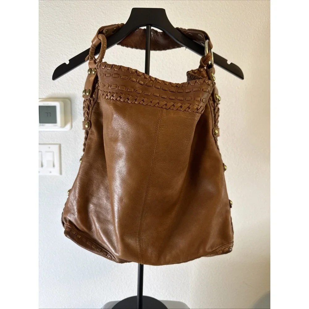 Vintage Isabella Fiore Carino Coco Puff Cognac Leather Hobo Purse $895